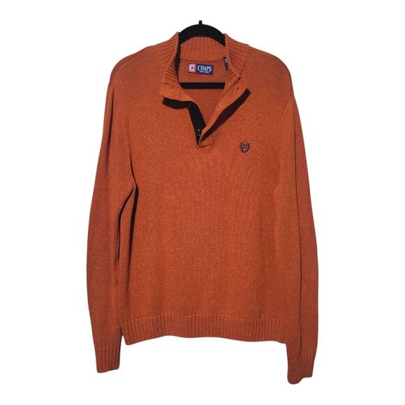 Ralph Lauren Chaps Mens M Henley Pullover Knit Sweater Academia- Dad Elbow Patch - Picture 3 of 11